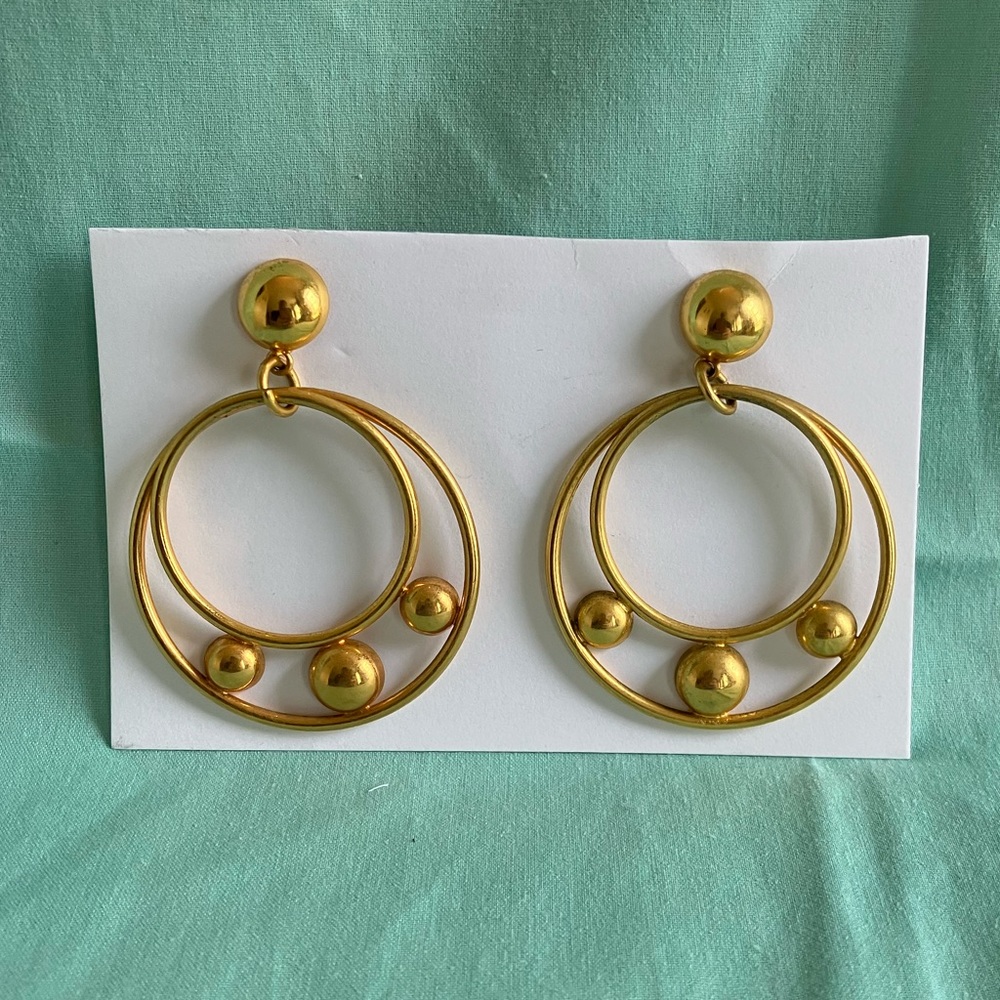 Gold-tone Drop Hoop Earings